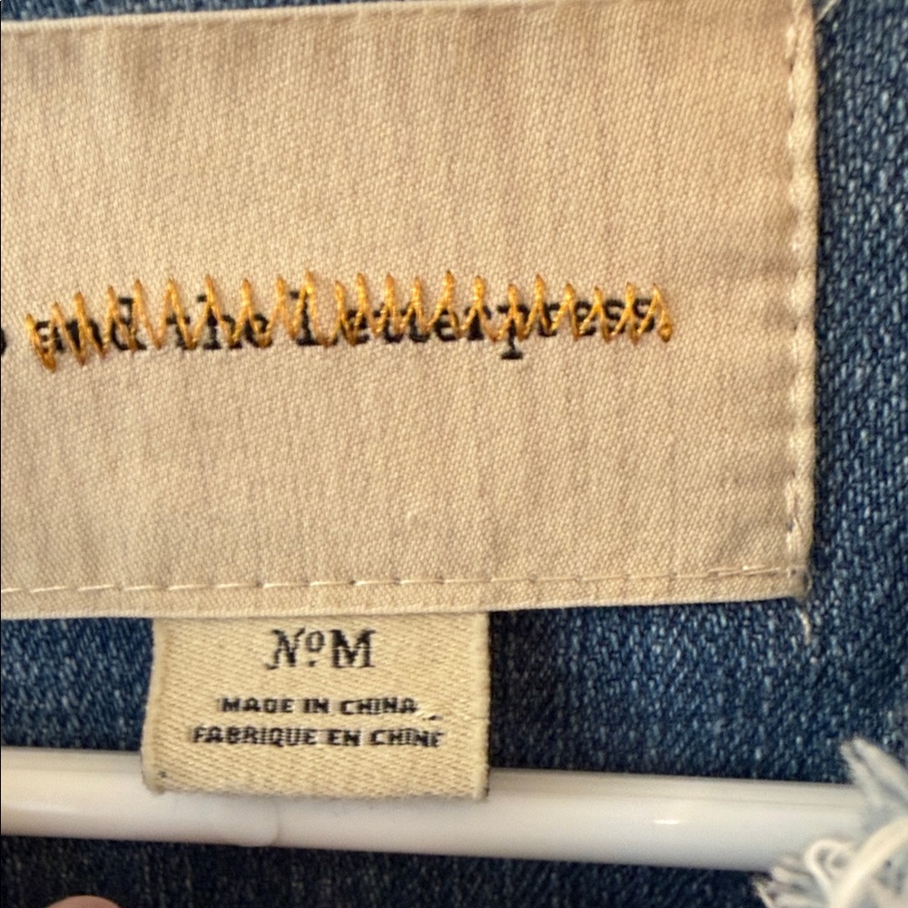 Pilcro Denim Jacket with Olive Ruffle - Picture 3 of 7